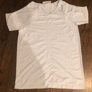 Athleta light blue top with mesh partial back